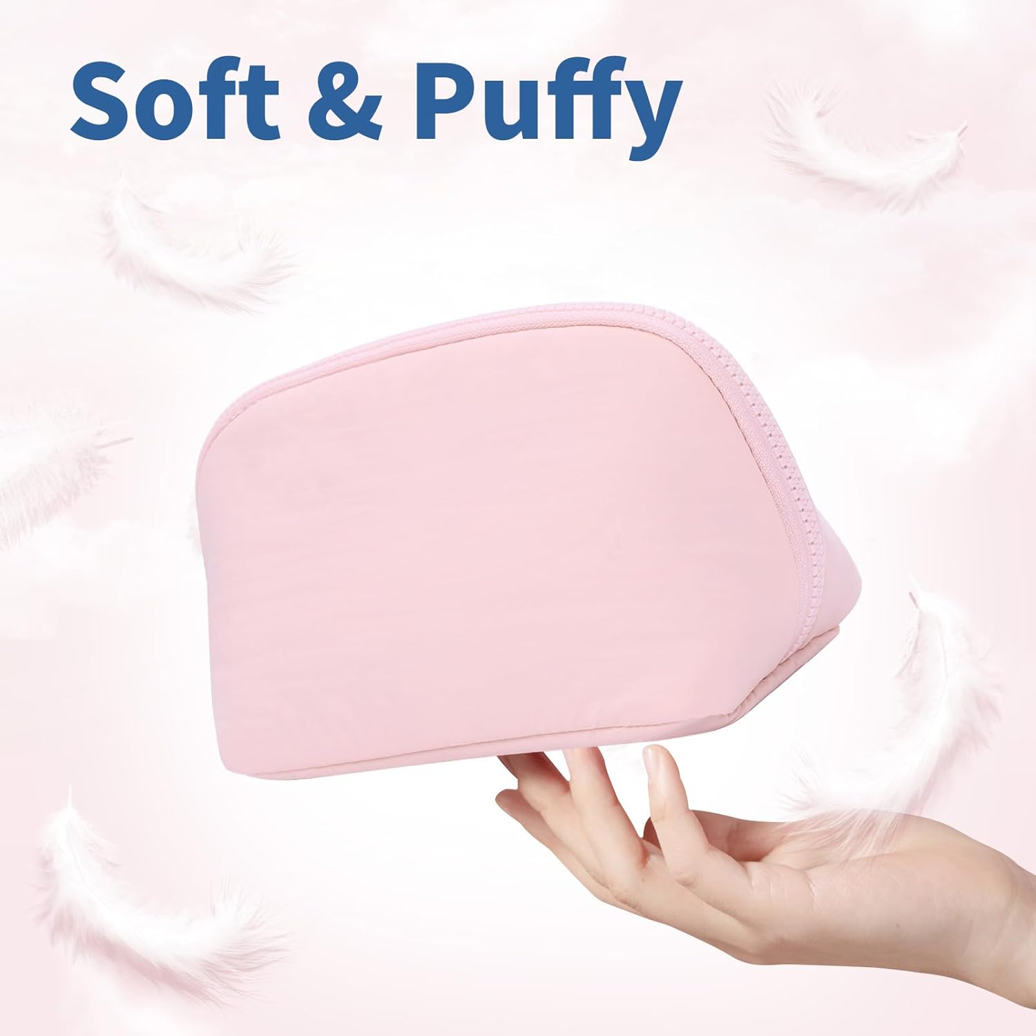 Small Makeup Bag Travel Toiletry Bag - Puffy Padded Make Up Bags for Women, Cute Cosmetic Organizer Case with Wide-Open, Quilted Pouch Purse for Essentials, Accessories, Brushes (Pink, Small) - Image 2