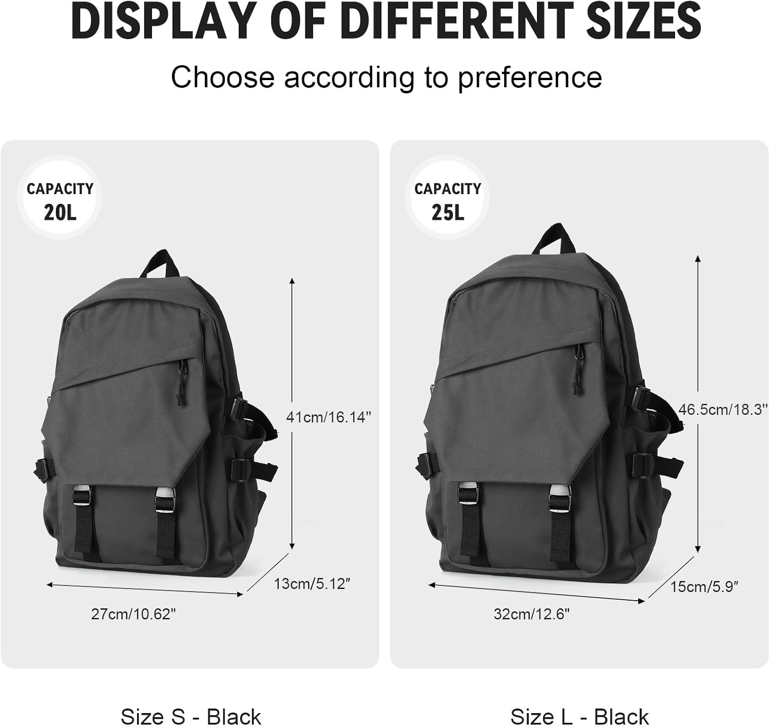 Casual Daypack Large upgraded version  Laptop Backpack for Men Women Water Resistant Lightweight  Bag Travel Rucksack for Sports High  Middle Bookbag for  Size L(Dark grey) - Image 2