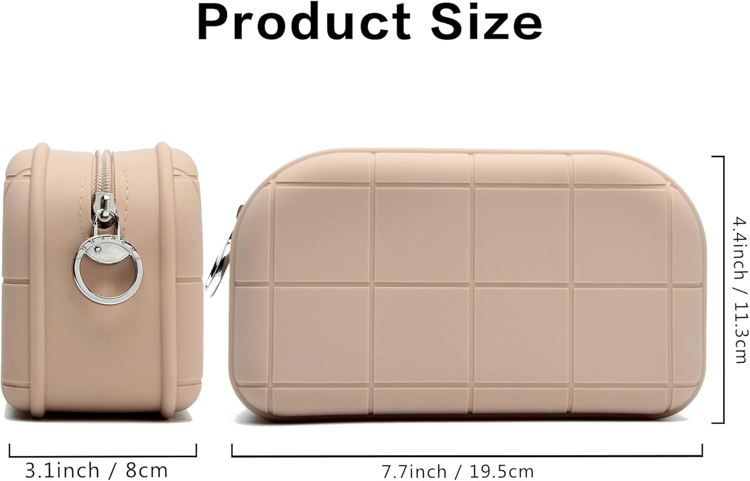 Silicone Makeup Bag Travel Cosmetic Bag Stuff Bag Makeup Pouch Cute Makeup Organizer Versatile Zipper Pouch For Women (Khaki 2) - Image 2