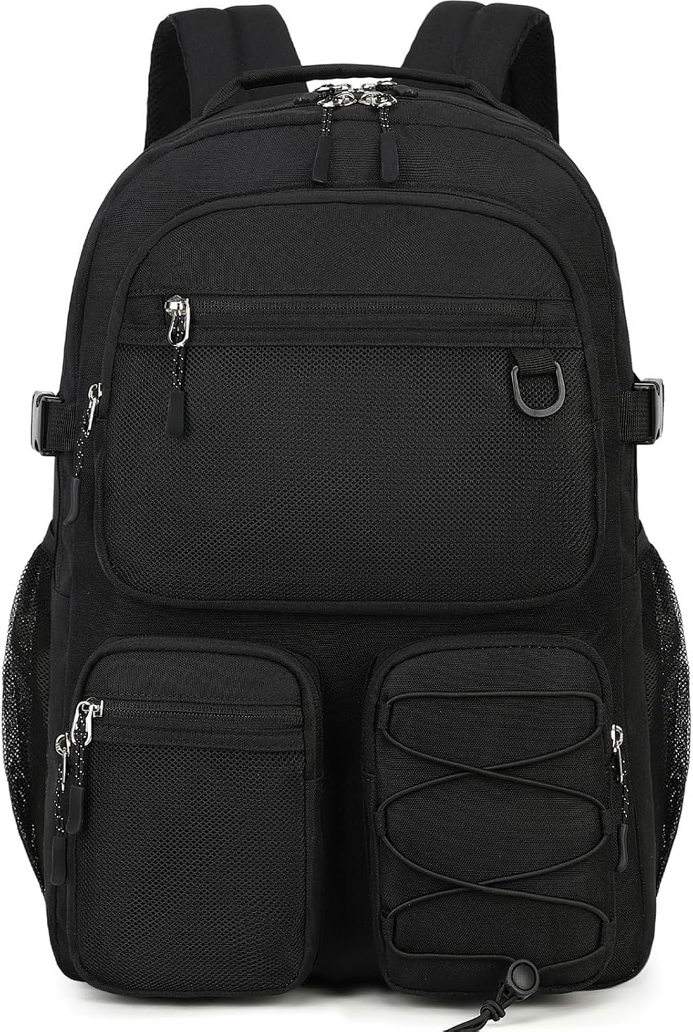 Water Resistant Daypack with Mulitiple Pockets for  Travel Outdoor , 15.6 inch Laptop Backpack for Men and Women (Black)