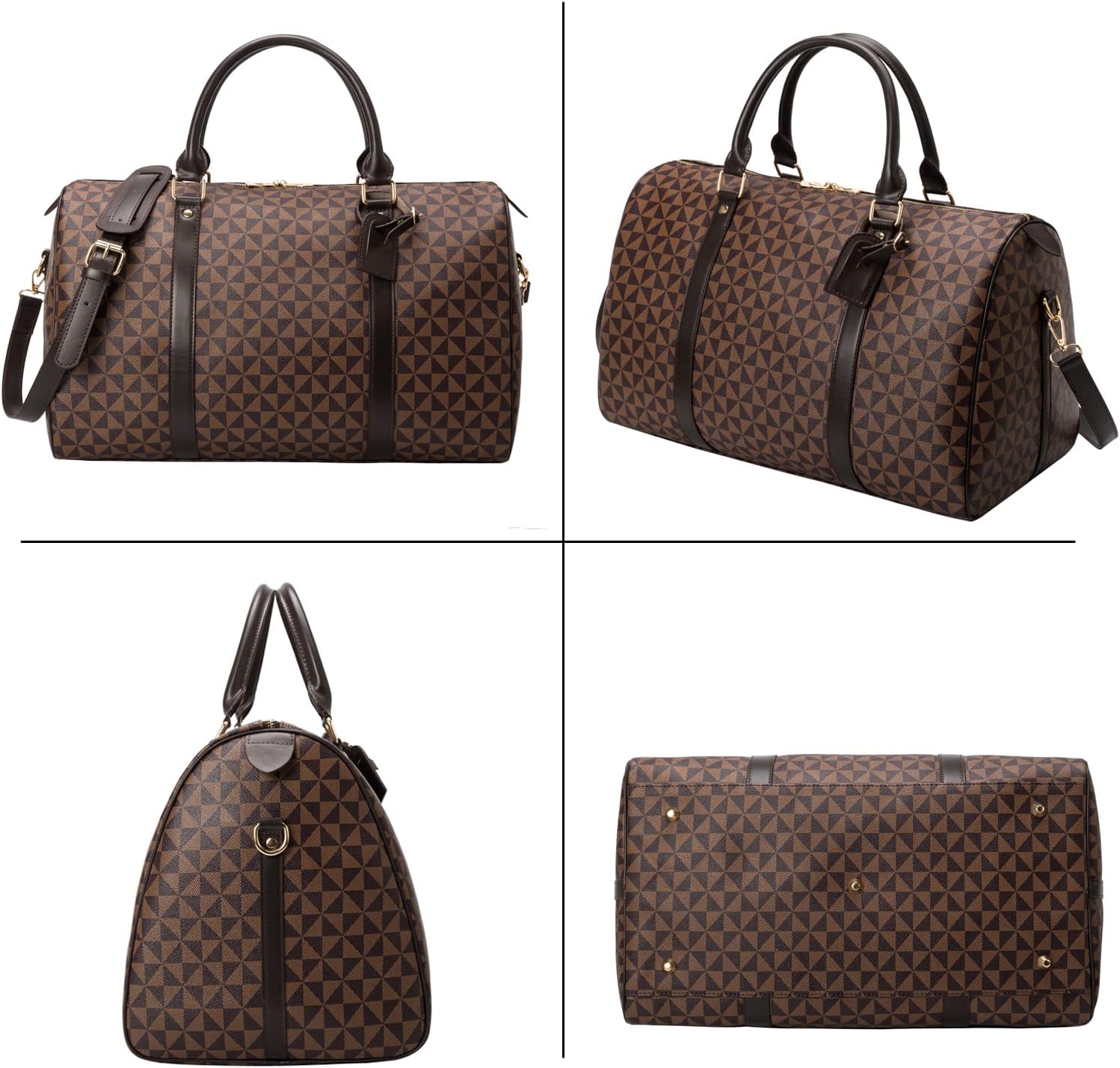 Large capacity Lightweight  Bag Travel Duffel Bag for Women Men Overnight with Toiletry Bag Traveling Handbag for Gym Holiday (Brown) - Image 2