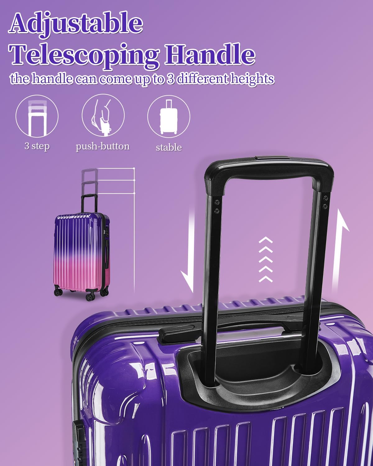 Checked Luggage, 24 Inch Hardside Suitcase, Lightweight Hardshell with , Large Suitcase with Spinner Wheels - Image 2