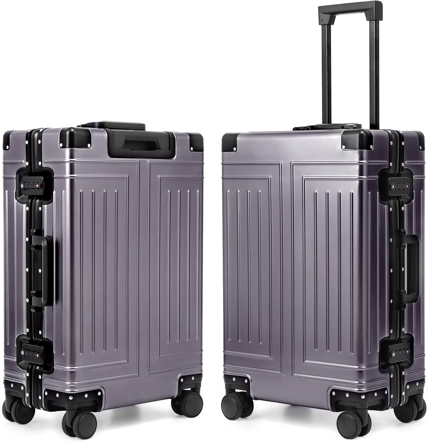 All Aluminum Carry On Luggage,Cut from Whole Aluminum Sheet,22x14x9 Airline Approved ,(3rd Generation,Premium Metal zipperless suitcase ) (grey, 24inch)