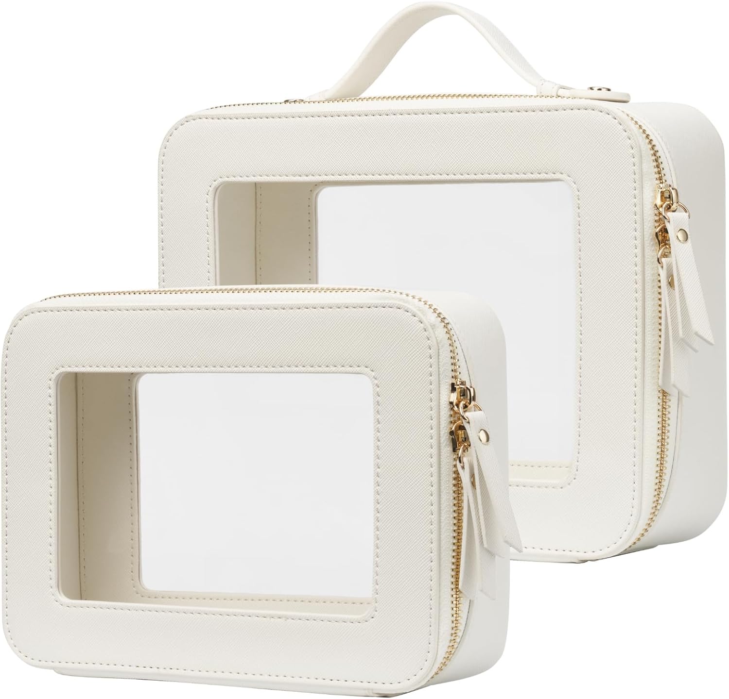 Clear Makeup Bag Travel Cosmetic Case Transparent Toiletry Bag with Zipper, Portable Make Up Organizer Traveling Compact Car Bag for Essentials