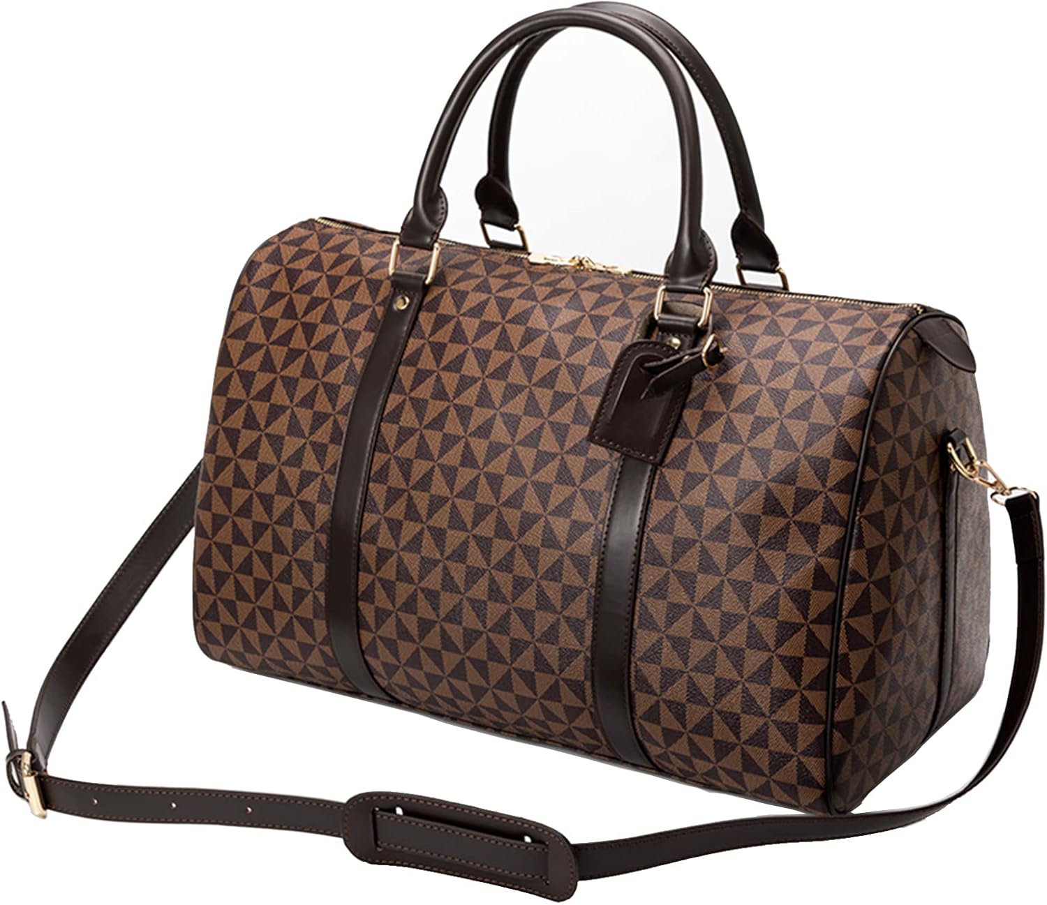 Large capacity Lightweight  Bag Travel Duffel Bag for Women Men Overnight with Toiletry Bag Traveling Handbag for Gym Holiday (Brown)