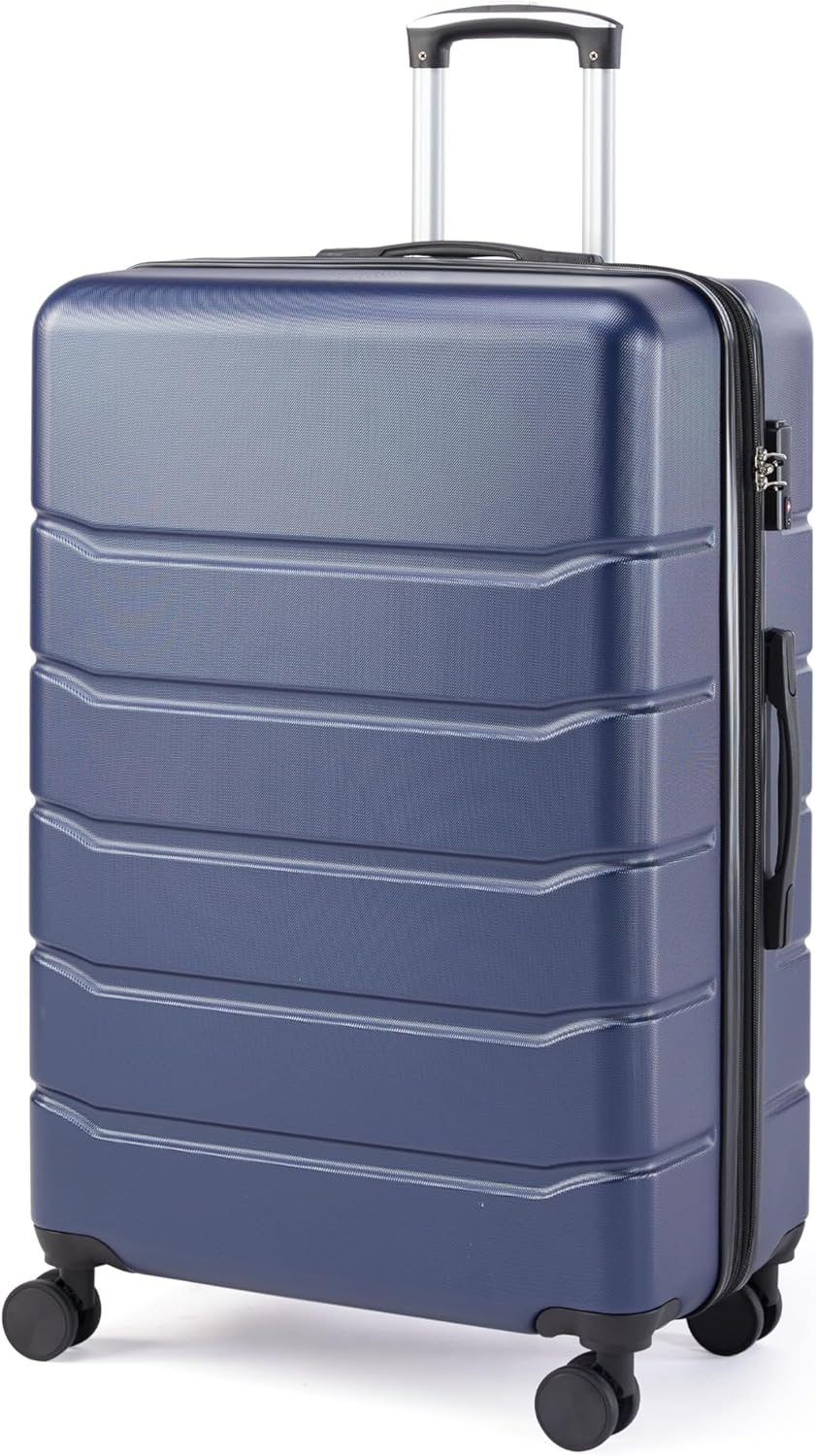 24 Inch Hardside Carry On Luggage, Suitcase with Double Spinner Wheels & , Hard Shell, Expandable Rolling Lightweight, Blue