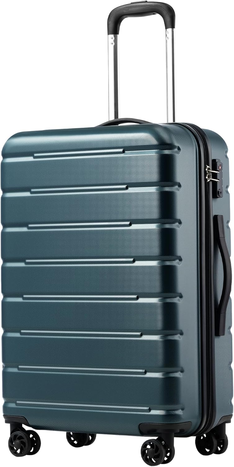 Luggage Suitcase Carry-on Spinner  USB Port Expandable (only 28’’) Lightweight Hardside Luggage (Teal Blue, M(24in))
