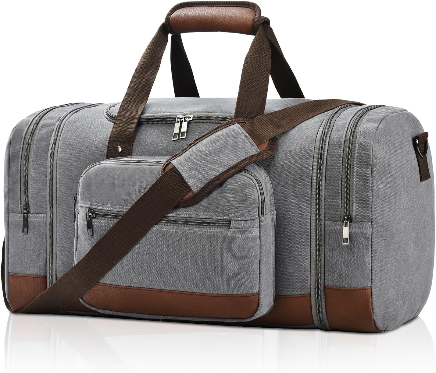 Duffle Bag for Travel, 50L Canvas Travel Duffel Bags Overnight Weekend Gym Carry on Luggage Bag for Men & Women(Grey)