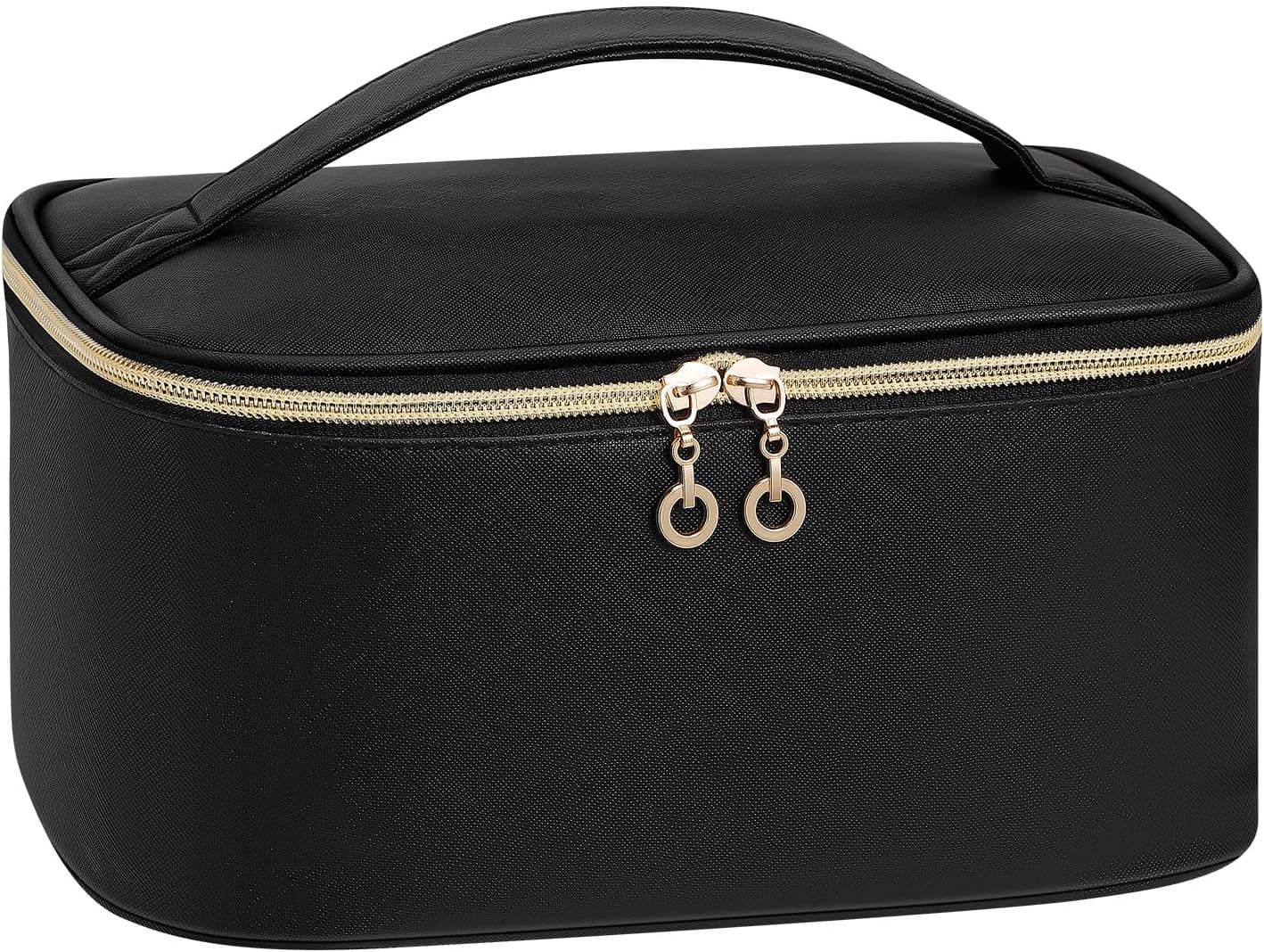 Travel Makeup Bag, Large Capacity Cosmetic Bags for Women,Portable Waterproof Leather Toiletry Bag Make Up Organizer Bag with Divider and Handle