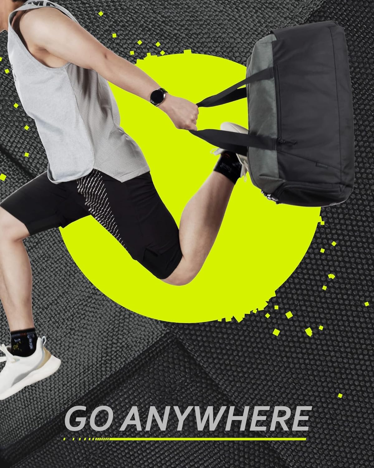 Gym Bags for Men Women, Foldable Travel Duffle Bag, Lightweight  Duffel Bag With Shoe Compartment, Water Resistant Workout Duffle Sports Bag for Travel Yoga, Black - Image 2